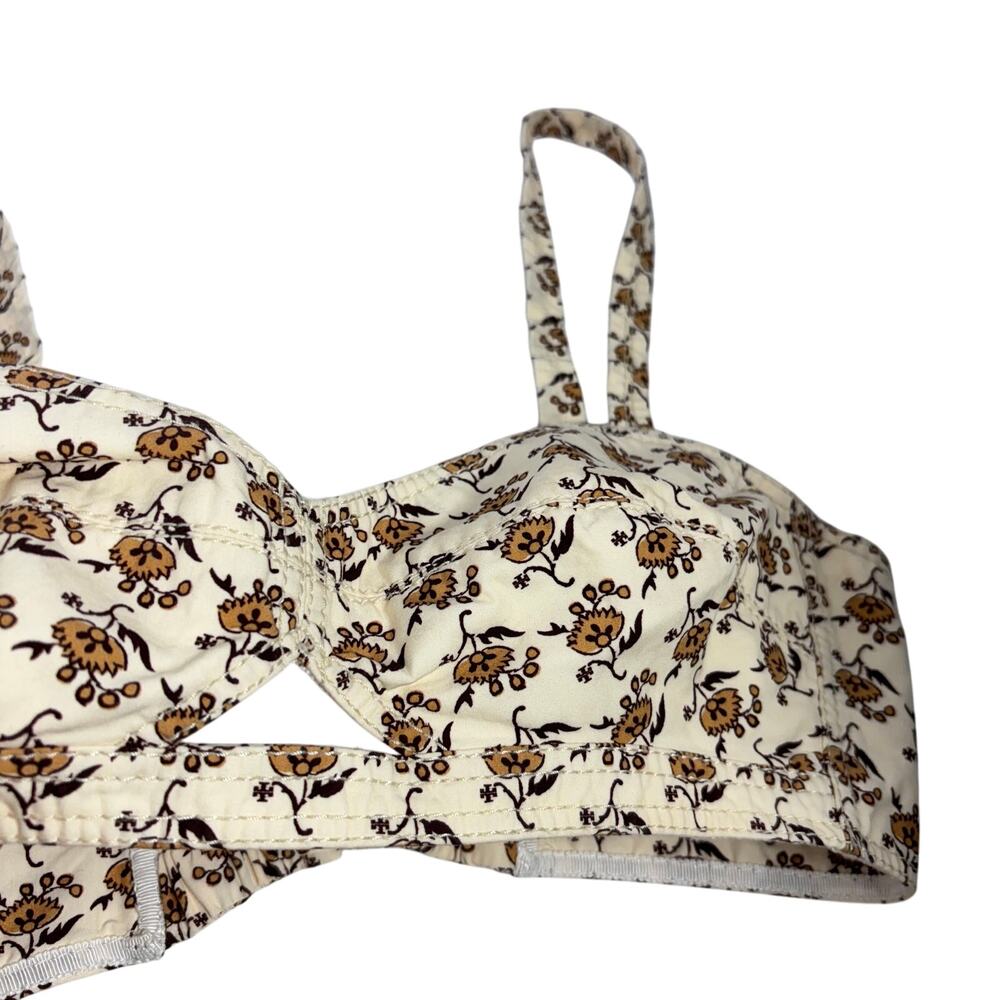 Tory Burch Dandelion Floral Bra Top Size 2 Cotton Bralette Cottagecore Y2K - Picture 8 of 10